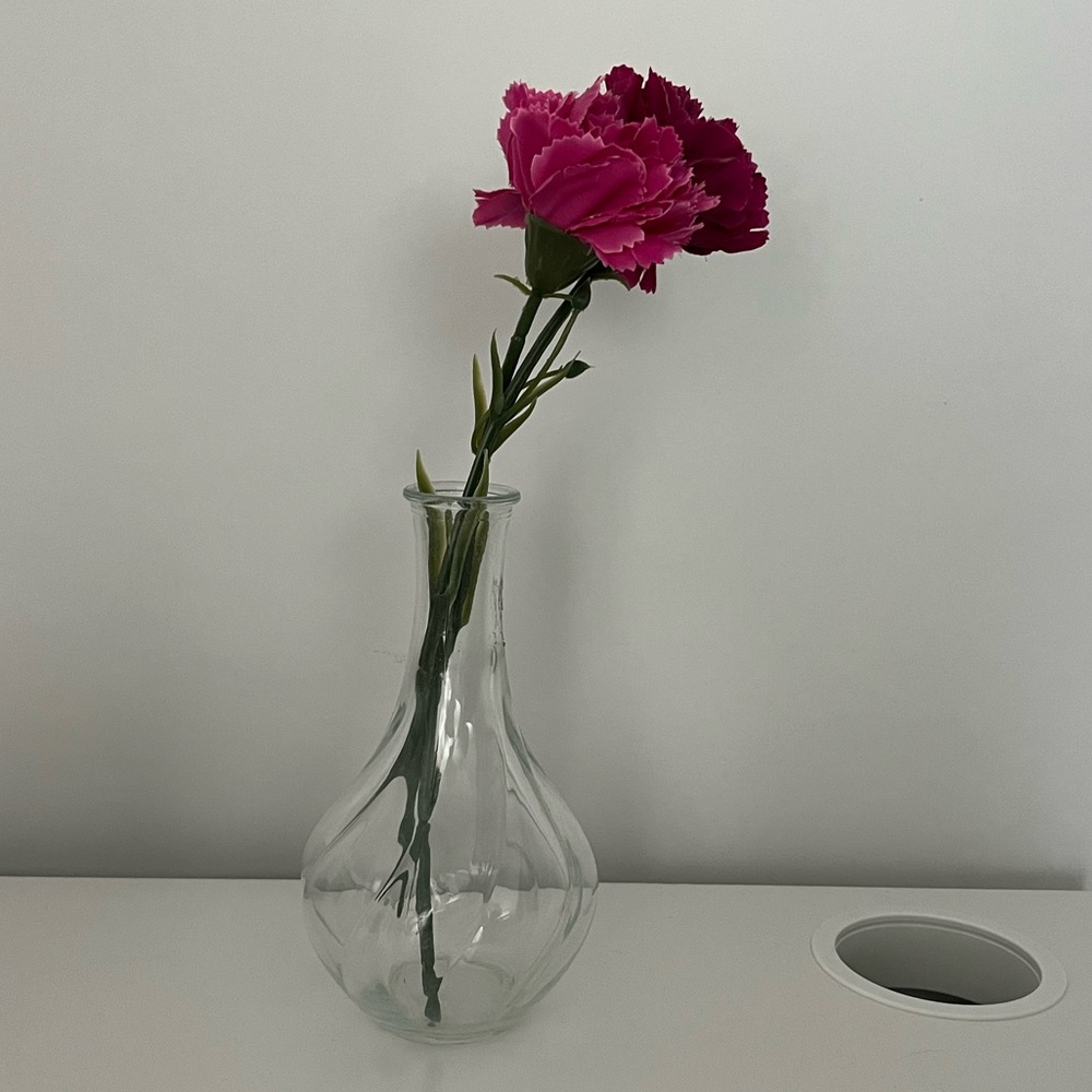 Vase and Faux Pink Flowers